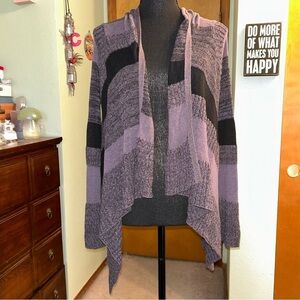 Claire Kennedy Connemara Collection purple black stripe open front cardigan 2
